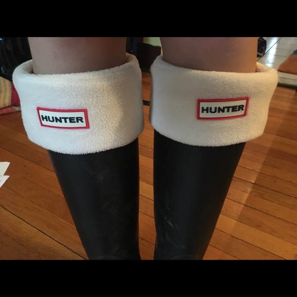Matte Black Tall Hunter Boots WITH Cream Socks - Picture 4 of 5